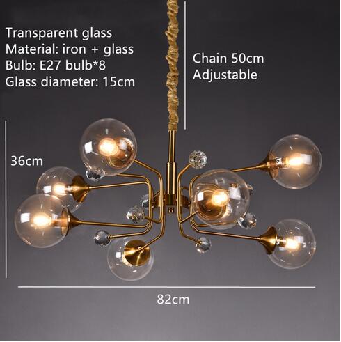 Eira Glass bubble chandelier Kitchen Island light