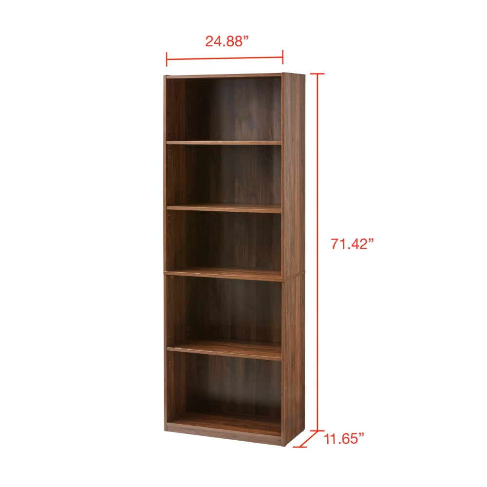 Njord - 5-Shelf Book Shelf Living Room Shelves Wood Shelves