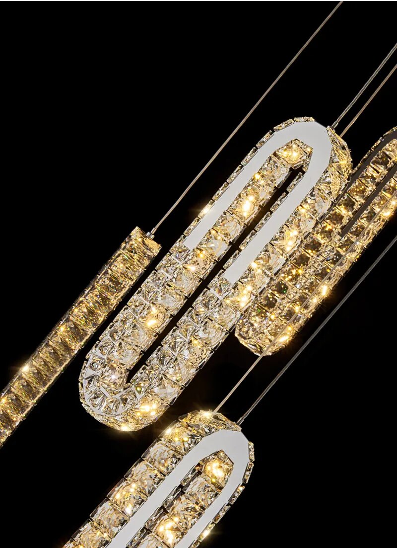 YLK Oval Long LED Crystal chandelier for staircase luxury lobby hallway hanging light