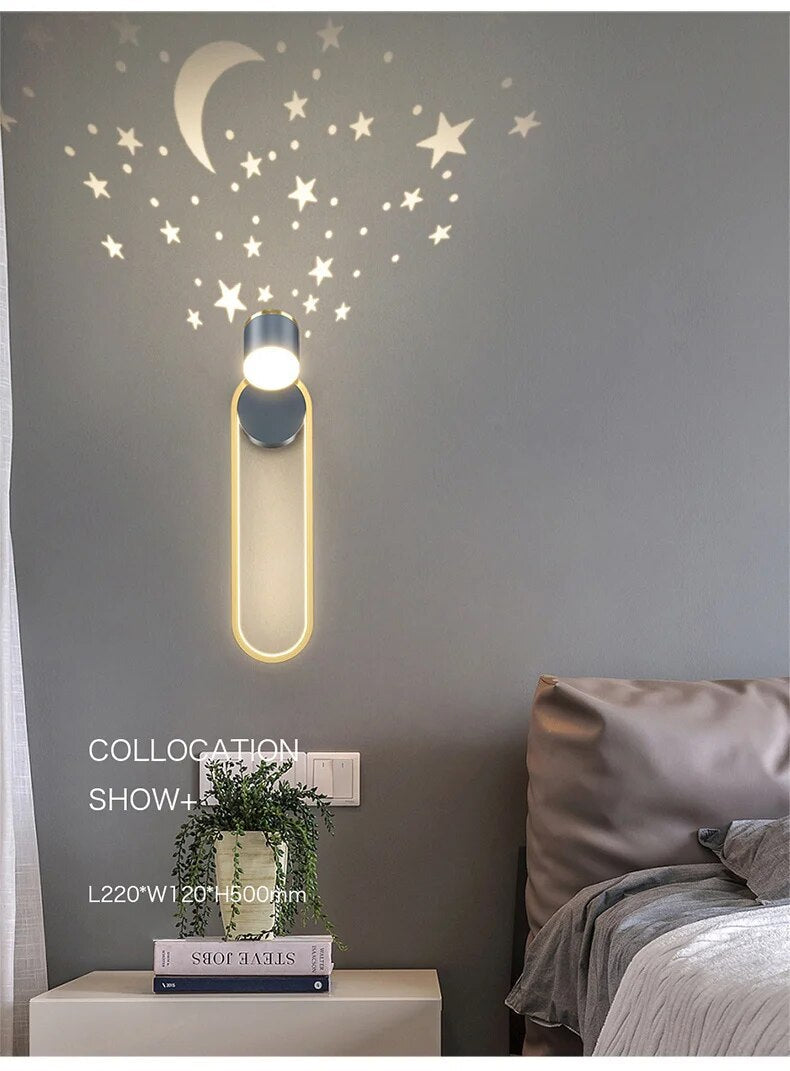 MAV Kid's room creative Wall Lamp Stars Projection Astronaut Decoration