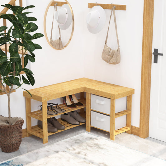 Thylda - Shoe Rack for Entryway Bamboo Shoe Rack Bench