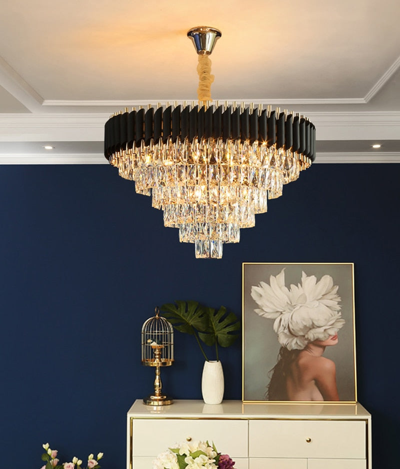Ylk Black/Gold Zivah Crystal Chandelier