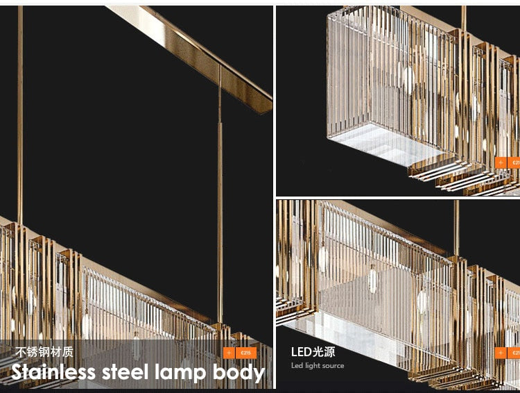 IIS Stainless Steel Hanging Pendant Light Crystal