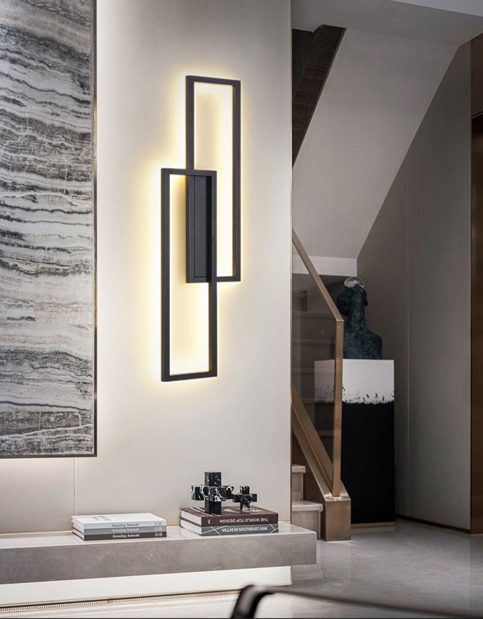 IIS LED Wall Sconces Black Rectangle Minimalist Wall Mounted Light