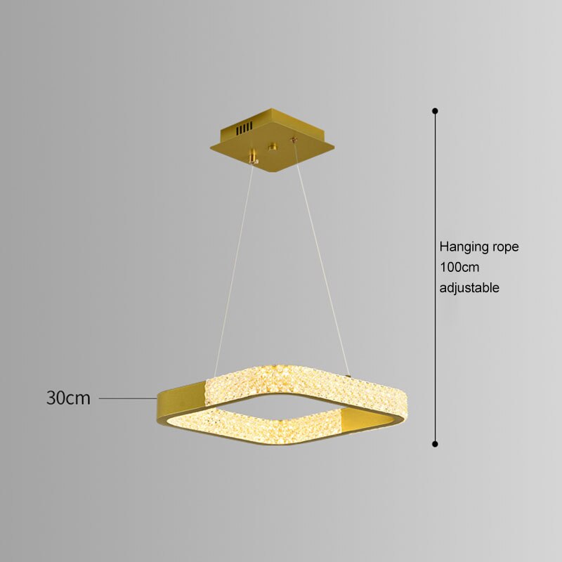 Indoors Ahsan - Gold Black Circle Rectangular Chandeliers Ceiling Lights