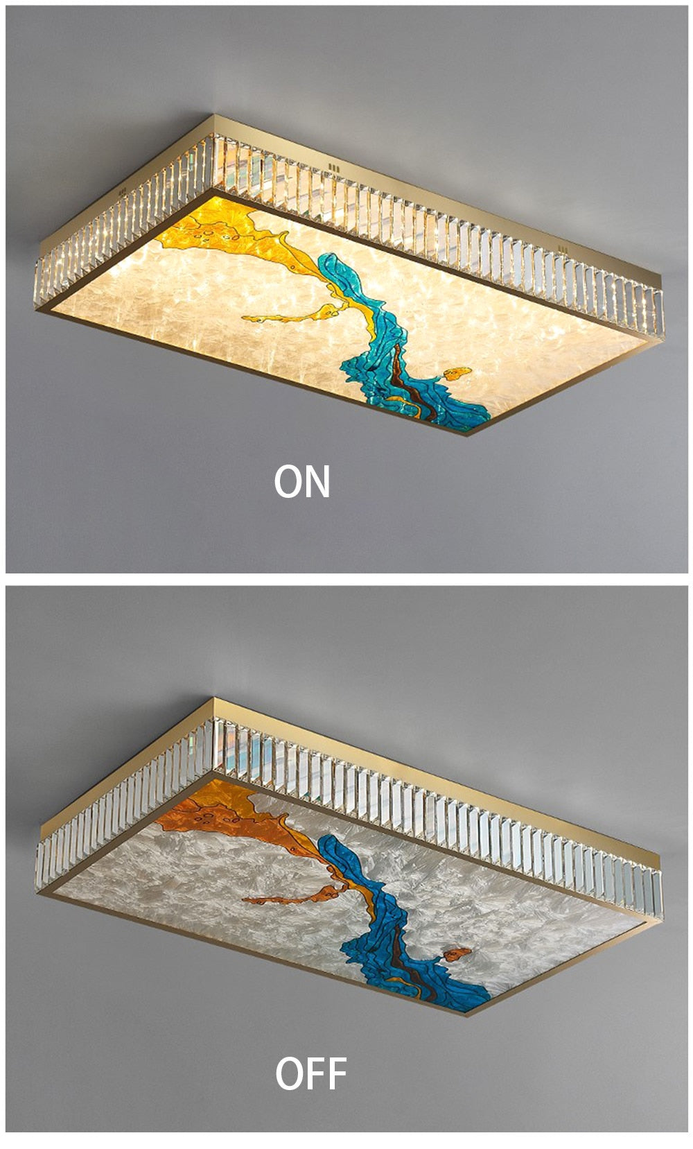 MAK Colored-Map Wall/Pendant/Ceiling Chandelier Dimmable LED Stained Glass Oval Gold Post-modern