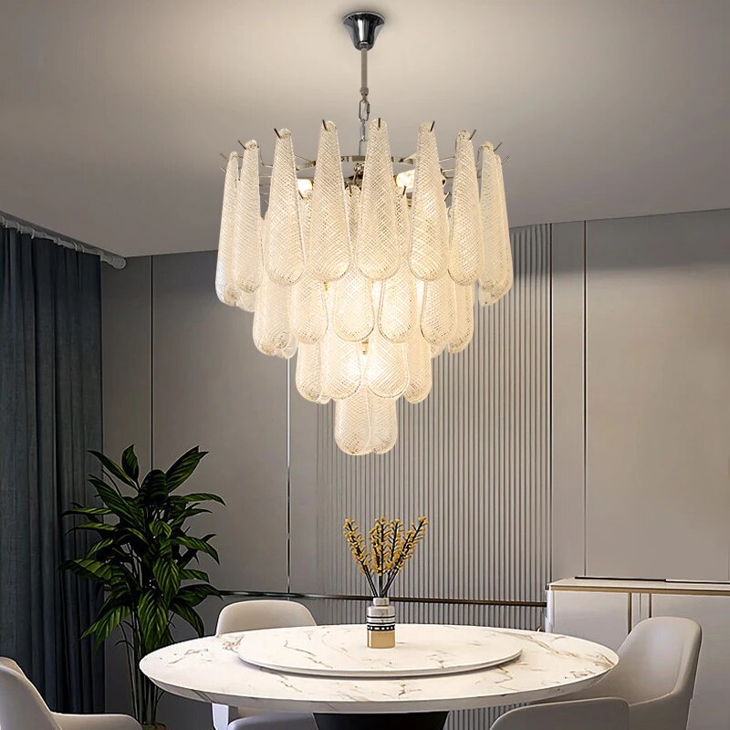 Ylk Murano White Glass Chandelier