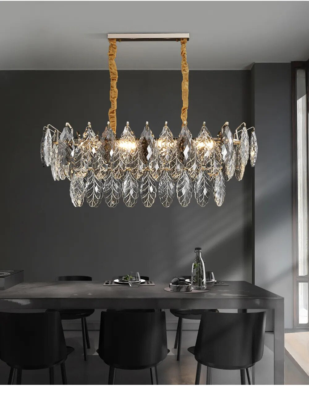 LED Dimmable Crystal Goose Feather Gold Silver Lustre Chandelier