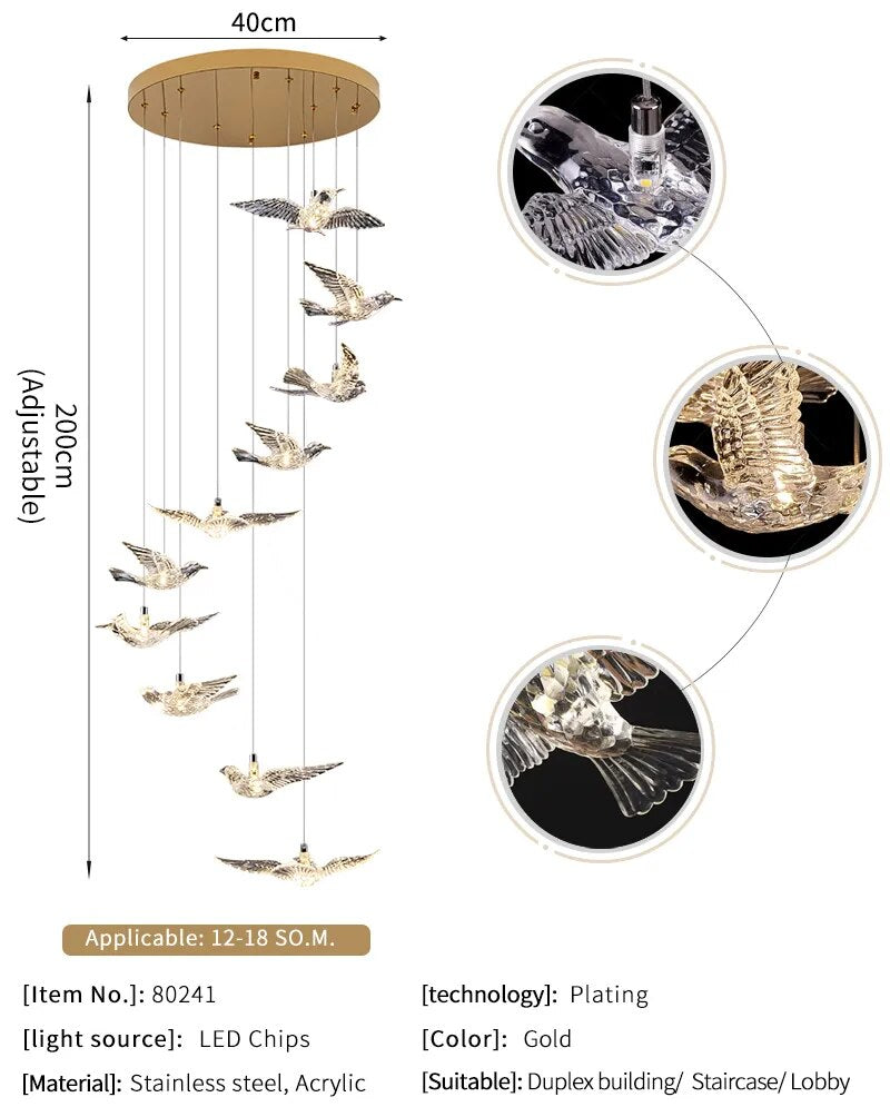 Ylk Bird Design Chandelier Light