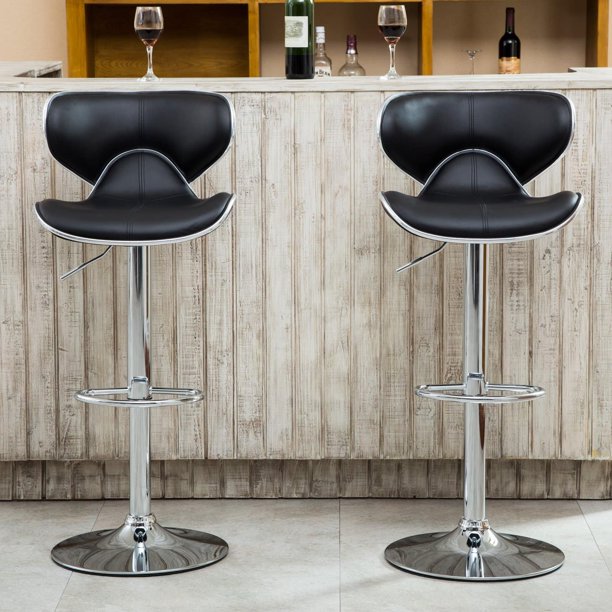 Anker - Bar Stool with Adjustable Height Set of 2 Leather Chair