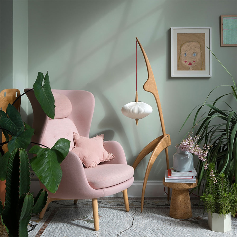 OLGA Floor Lamp Nordic Creative Wood Fabric Dimming Night Stand