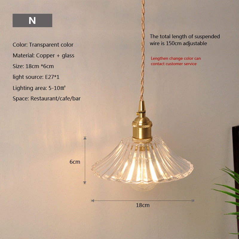 Nordic Glass Minimalist E27 Transparent Lampshade Pendant Light