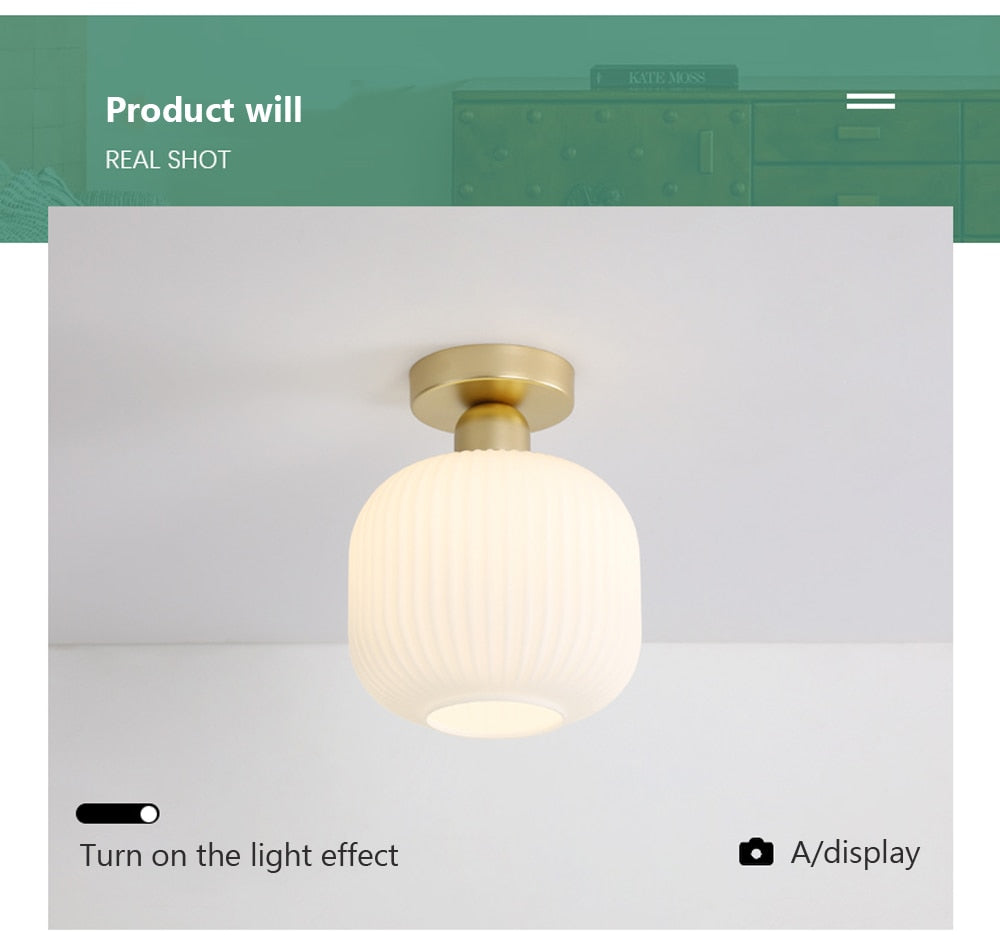 Wad Japanese-Style Glass Ceiling Lamp