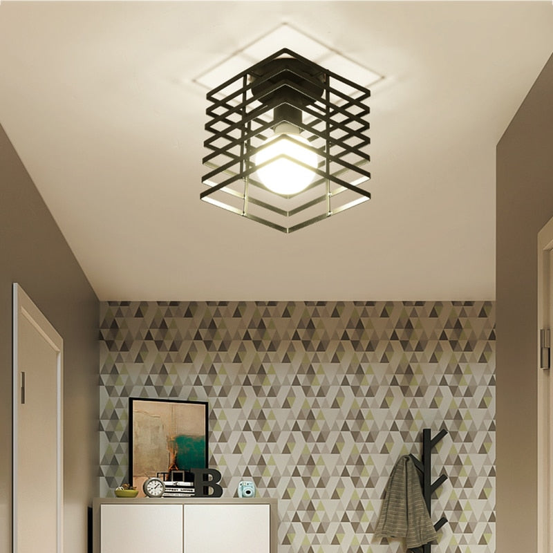 Iron Cage Metal Retro Ceiling Lamp