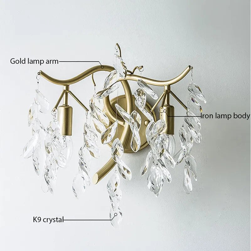 IIS Modern Crystal Gold branch Sconces Luxury Light Fixture