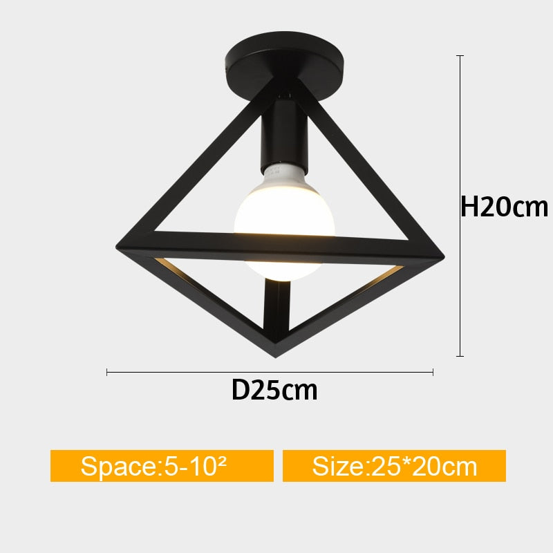 Iron Cage Metal Retro Ceiling Lamp