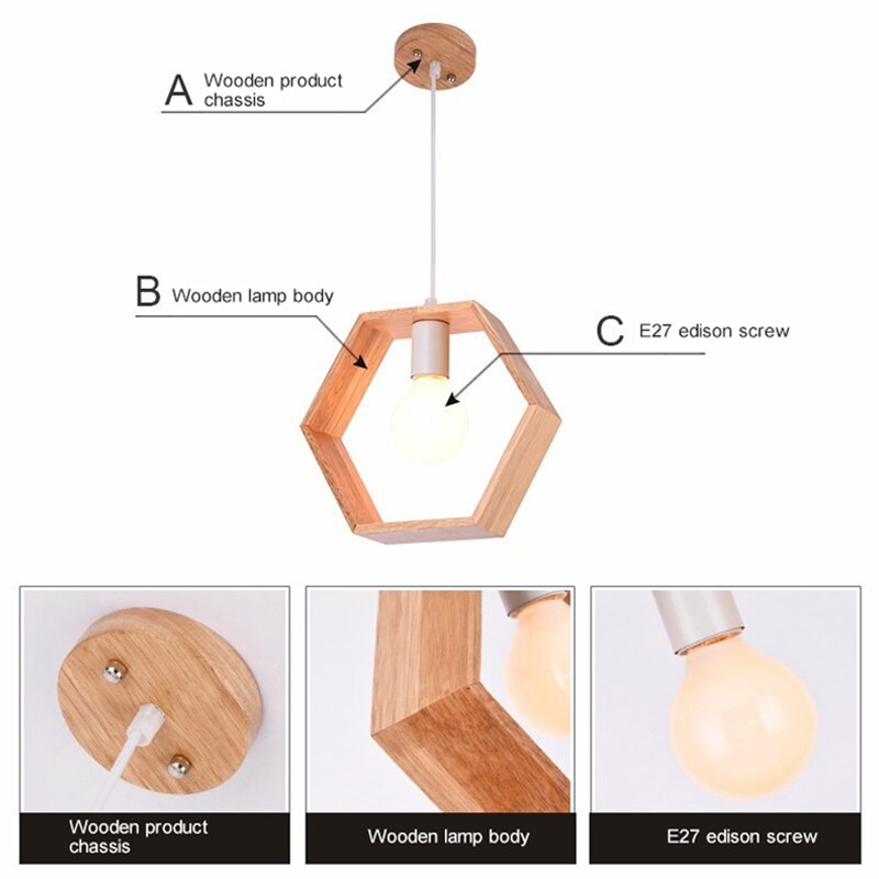 LYF 3-styles Nordic Pendant Creative Wooden Light