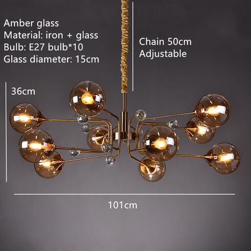 Eira Glass bubble chandelier Kitchen Island light