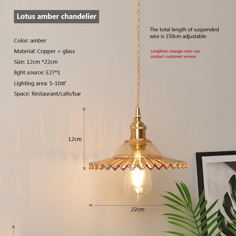 Nordic Glass Minimalist E27 Transparent Lampshade Pendant Light