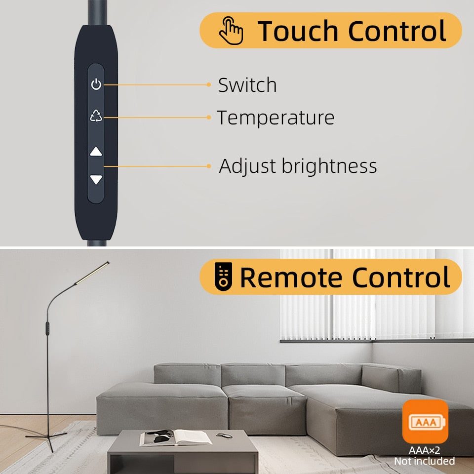 AiS Dimmable Floor Lamp 12W Timer Memory Function Gooseneck Adjust Touch