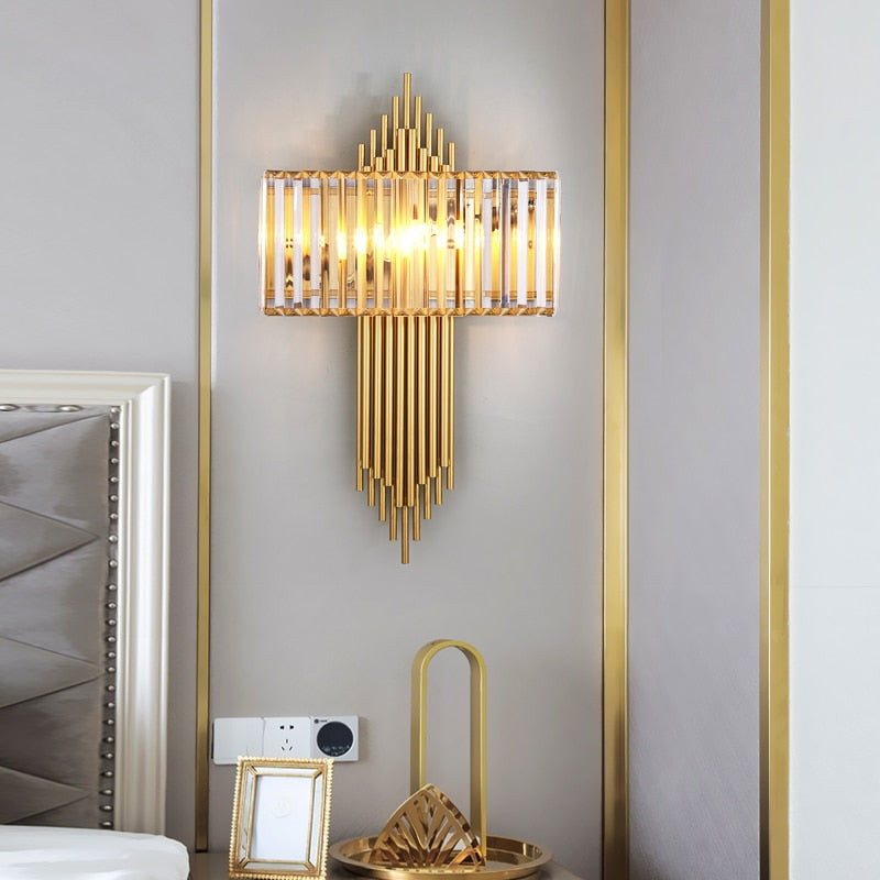 Ylk Black/Gold Crystal Wall Lamp