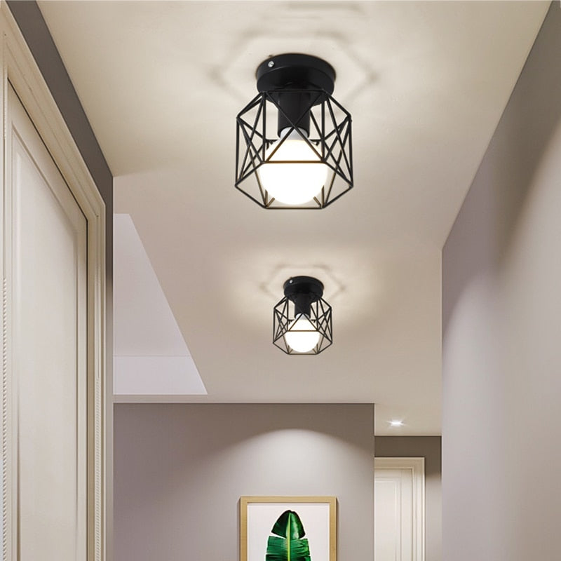 Iron Cage Metal Retro Ceiling Lamp