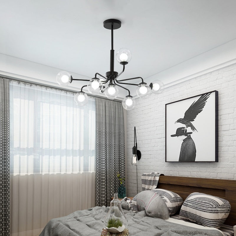 Dagfinn Nordic Black Ceiling Chandeliers Glass Light