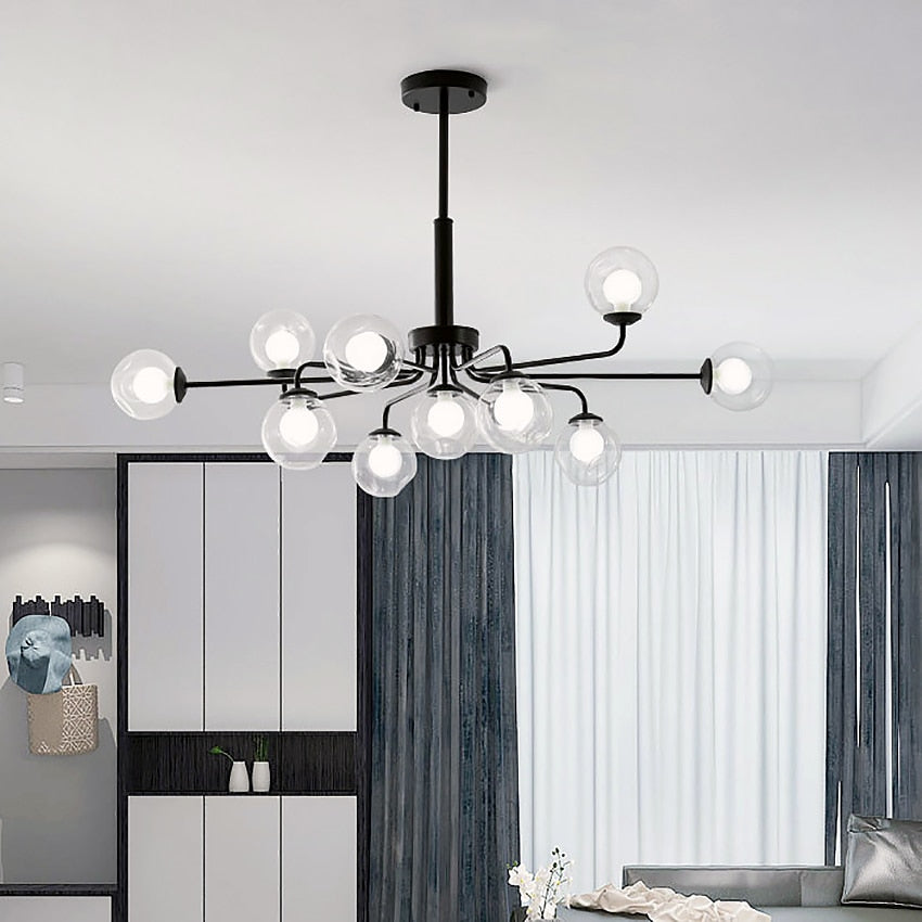Dagfinn Nordic Black Ceiling Chandeliers Glass Light