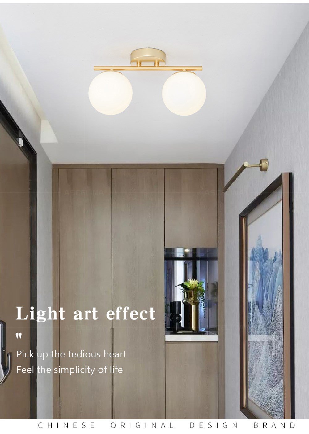 DAR Nordic LED Glass Ceiling Light White Ball Creative Golden