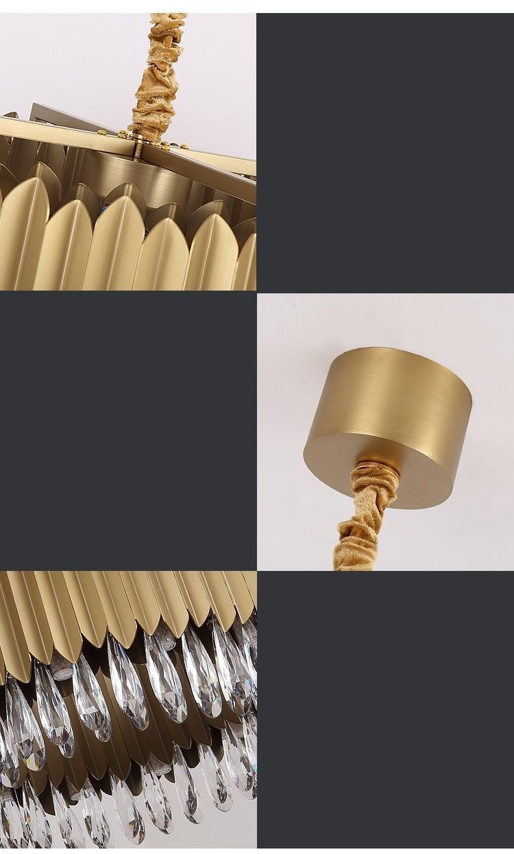 IND Modern Luxury Crystal Round Gold Black Chandelier Light