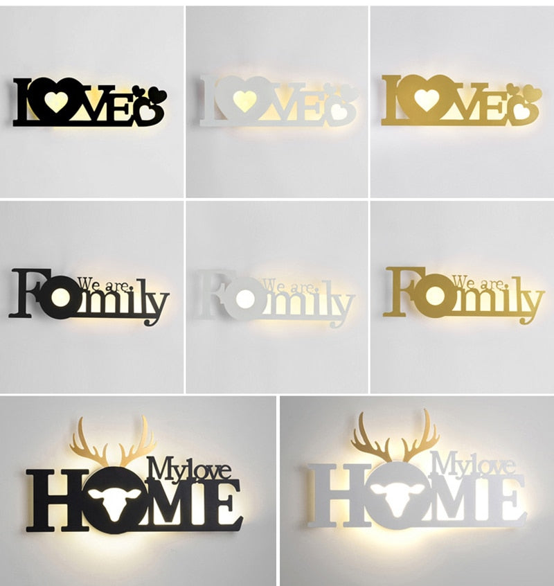 GRN HOME-FAMILY-LOVE Logo Creative Modern Acrylic Wall Lamp