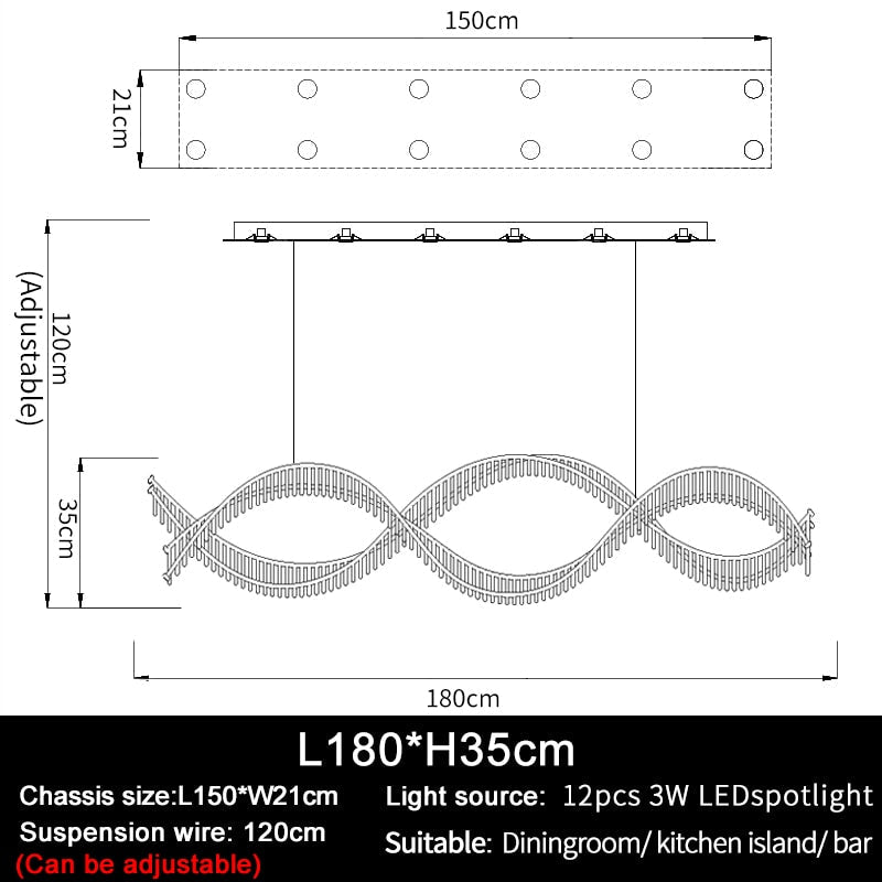 Ylk Large Wave Design Chandelier