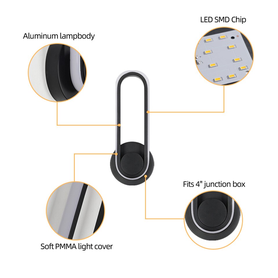 AiS LED Adjustable Nordic Wall Lamp Rotation Angle 330° 12W