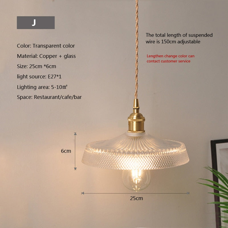 Nordic Glass Minimalist E27 Transparent Lampshade Pendant Light