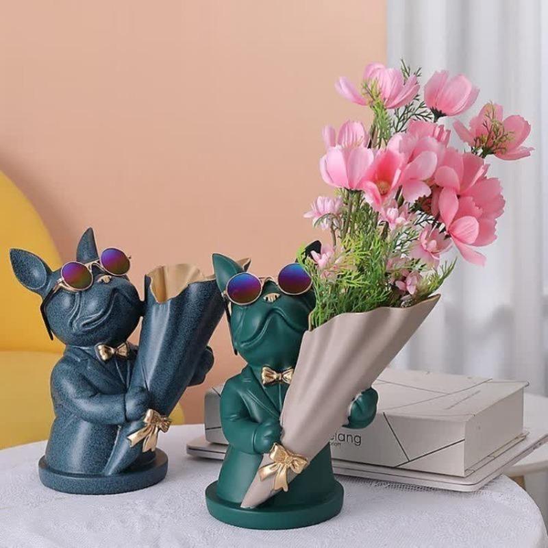 French Frenchie Flower Vase Decor