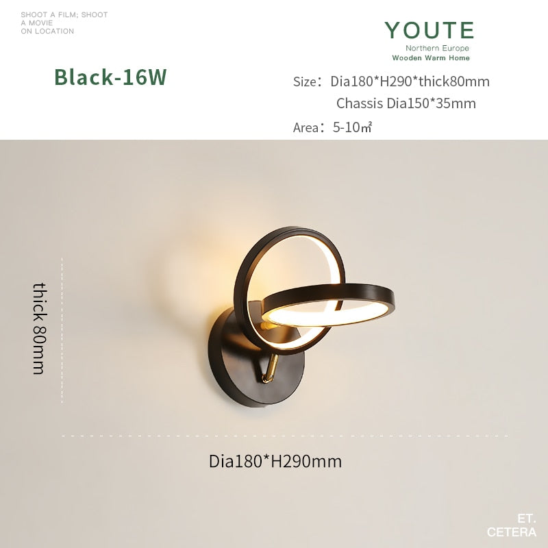 JM Nordic Wall Lamp Indoor Copper LED Bedside Light Decorative