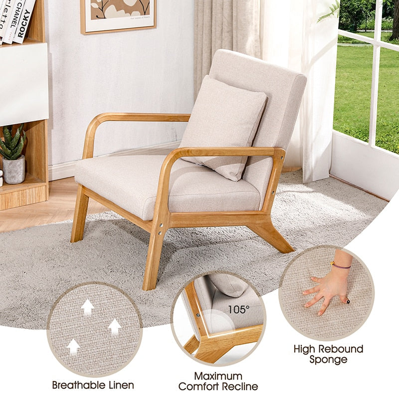 Maren - Living Room Accent Chairs Bedroom Chair Reading Armchair Indoor Wooden Chairs Reading Chair