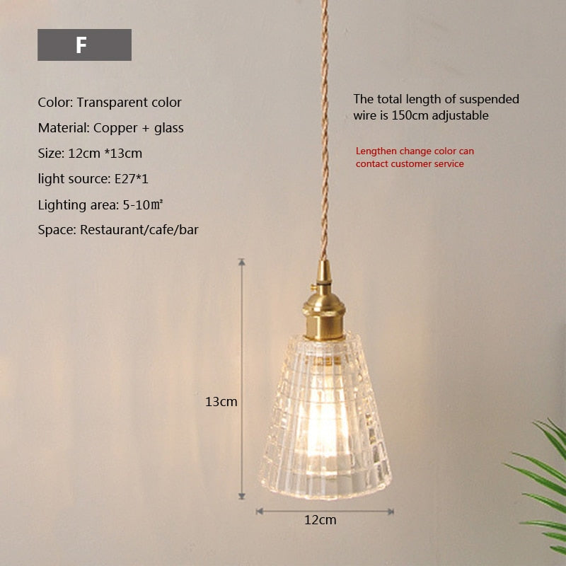 Nordic Glass Minimalist E27 Transparent Lampshade Pendant Light