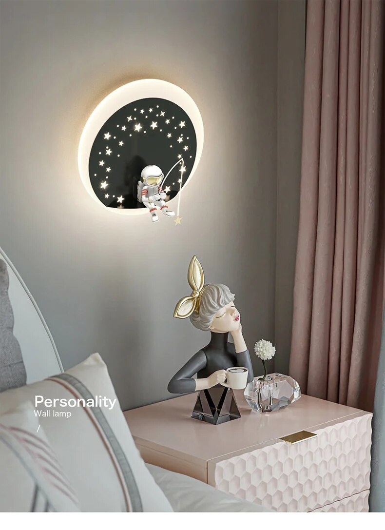 MAV Kid's room creative Wall Lamp Stars Projection Astronaut Decoration
