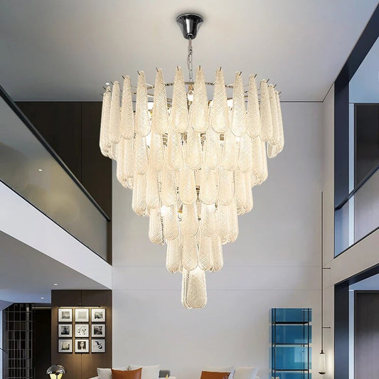 Ylk Murano White Glass Chandelier