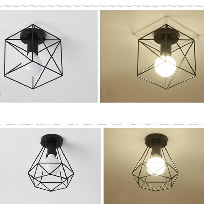 Iron Cage Metal Retro Ceiling Lamp