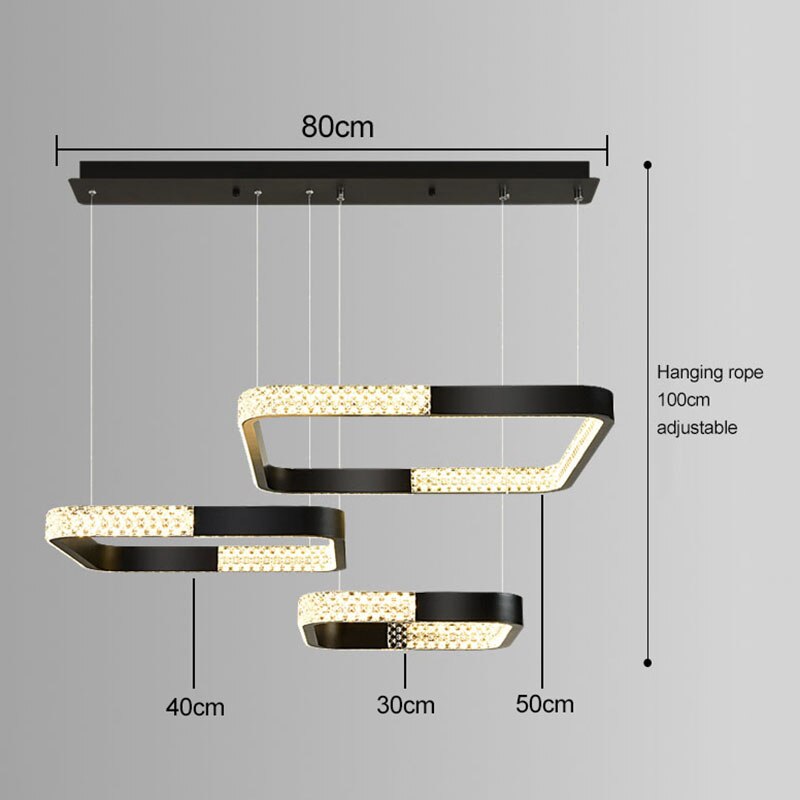 Indoors Ahsan - Gold Black Circle Rectangular Chandeliers Ceiling Lights