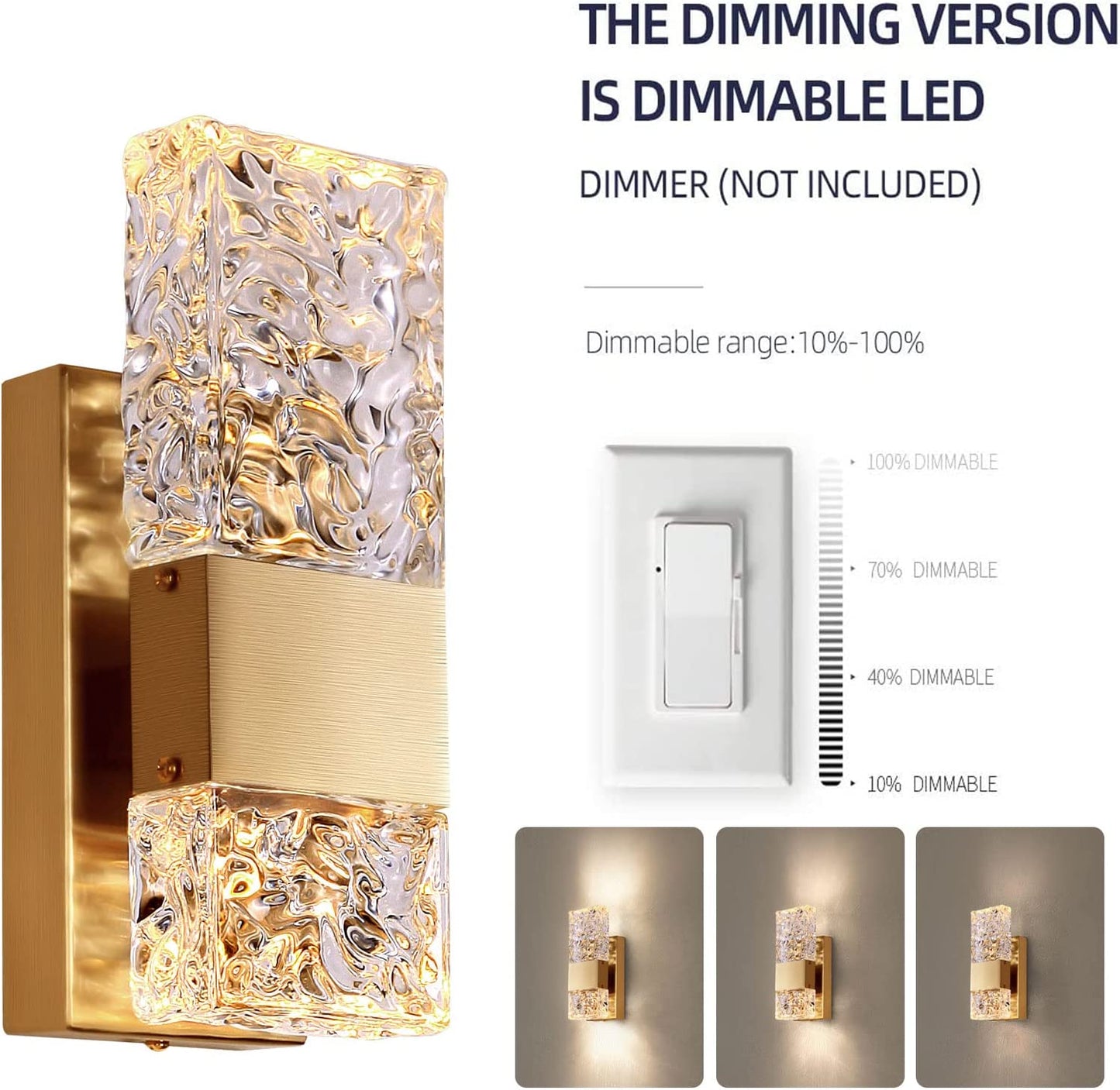 IIS Modern Crystal Lighting with Remote for Bedroom Living Room Hallway Bathroom Vanity
