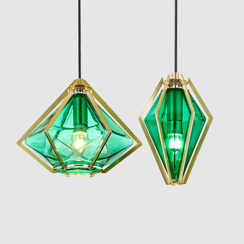 IIS Nordic Diamond Glass Golden Ceiling Hanging Lamp