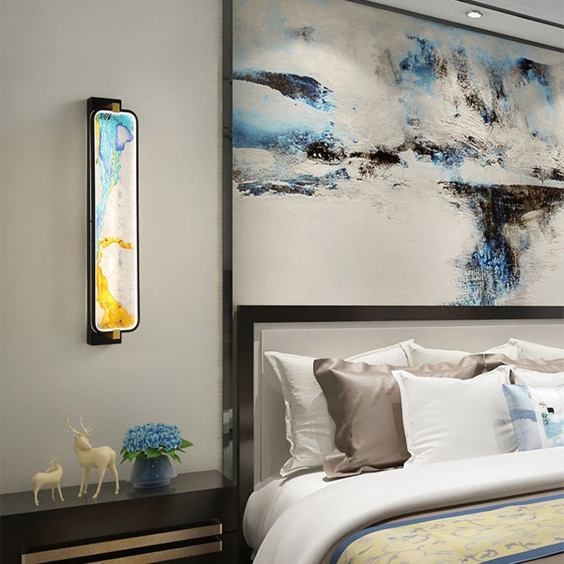 MAK Colored-Map Wall/Pendant/Ceiling Chandelier Dimmable LED Stained Glass Oval Gold Post-modern