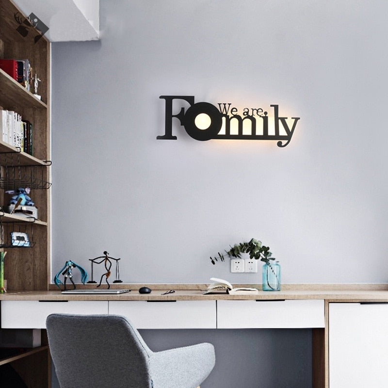GRN HOME-FAMILY-LOVE Logo Creative Modern Acrylic Wall Lamp