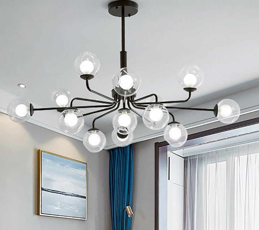 Dagfinn Nordic Black Ceiling Chandeliers Glass Light