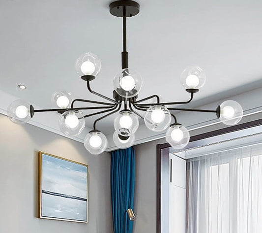 Dagfinn Nordic Black Ceiling Chandeliers Glass Light