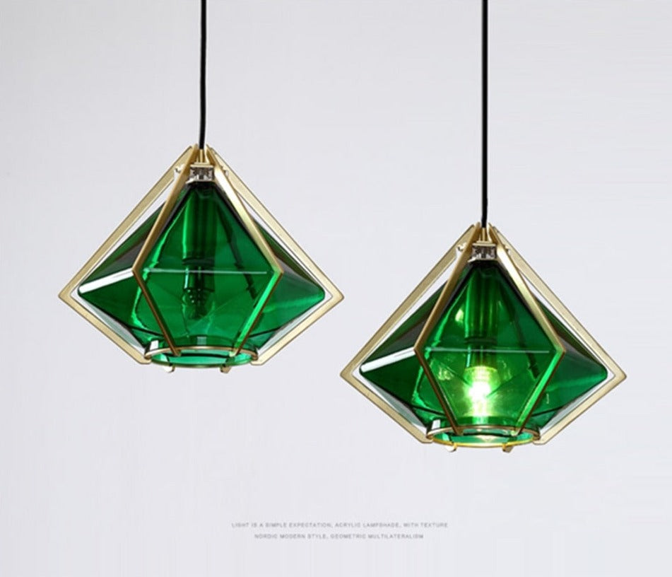 IIS Nordic Diamond Glass Golden Ceiling Hanging Lamp