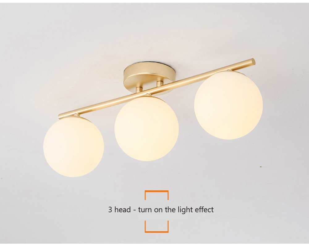 DAR Nordic LED Glass Ceiling Light White Ball Creative Golden